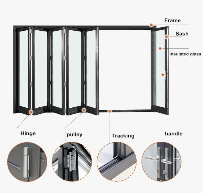 aluminium folding tempered glass sliding glass door system price