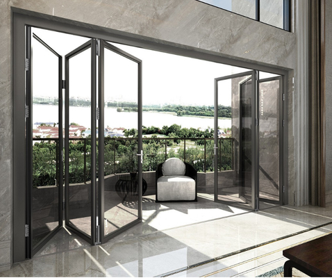 High And Low Waterproof Track Folding Door Humanized Alloy 6063 T5