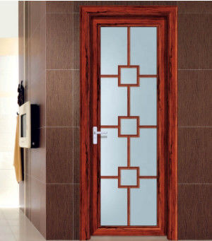 Hollow Glass Aluminum Bathroom Doors , Fluorocarbon Aluminium Door For Washroom