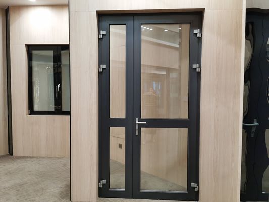 ODM Patio Black Aluminium Frame Glass Door With Grids One Side Fixed Or Swing